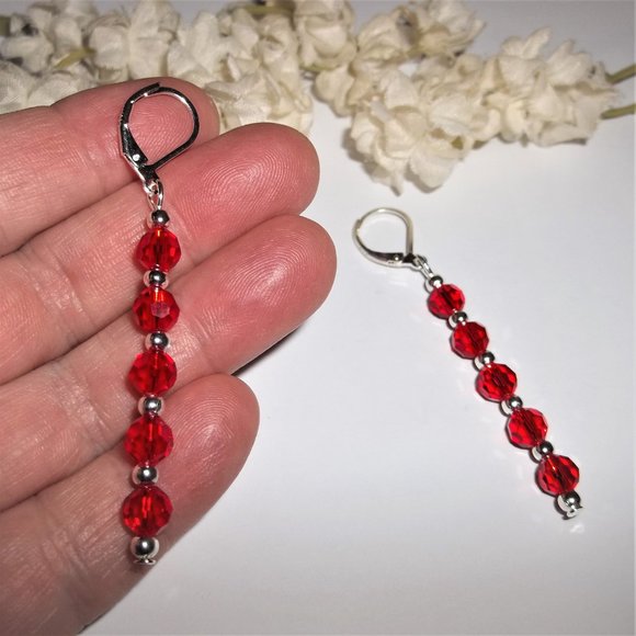Red Earrings, Long Red Earrings, Earring, Earring Earring Earring Earring A173 - Picture 6 of 8
